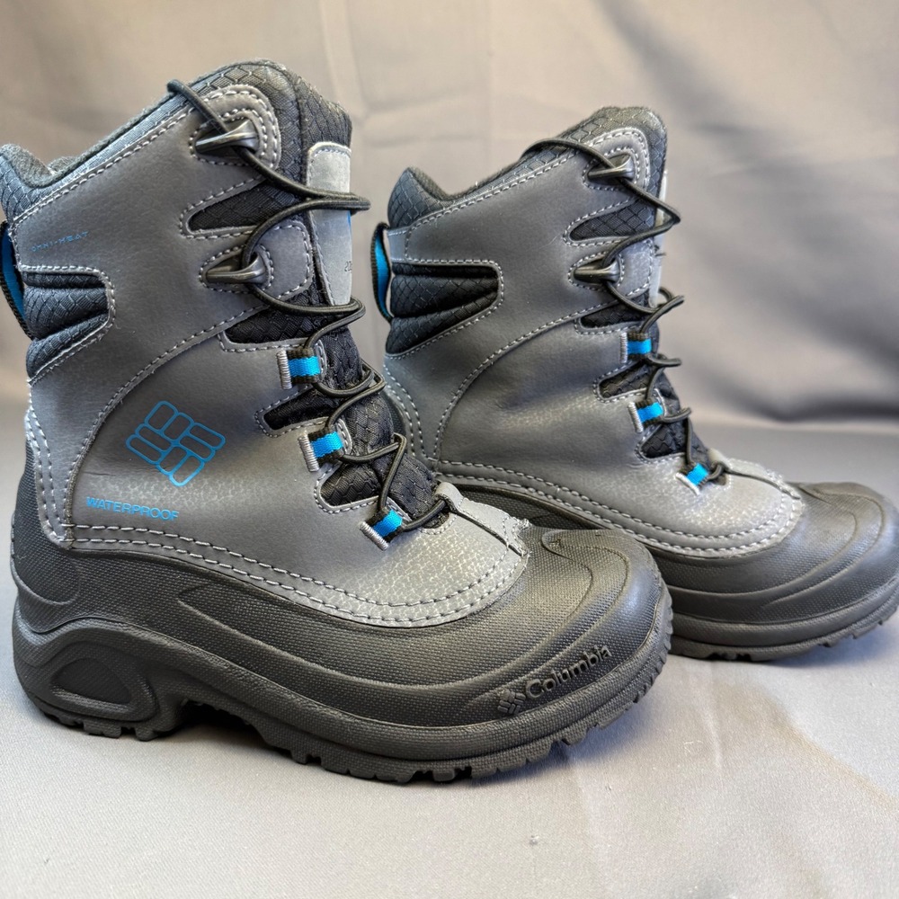 Columbia Kids Bugaboot Plus IV Omni-Heat Waterproof Winter Boots Grey Blue